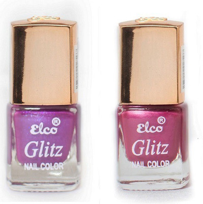 

Elco Glitz Premium Nail Enamel-Pack of 2 Purple Pearl, Magenta Pearl