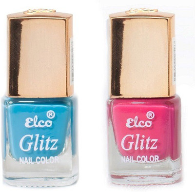 

Elco Glitz Premium Nail Enamel-Pack of 2 Sky Blue, Hot Pink