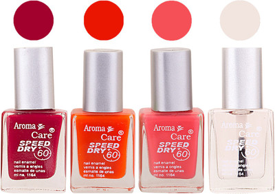 

Aroma Care Maroon Nail Polish Combo 25062016126 Maroon, Orange, Pink, Base Coat, Nude(Pack of 4)