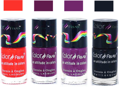 

Color Fever Black Matte Nail Polish Combo-1028 Orange Wine Purple Black(Pack of 4)
