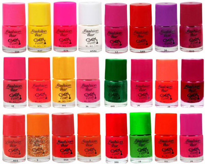 

Fashion Bar Nail Polish Gel Based Combo Offer in Wholesale Rate Multicolor Pack Multicolor(Pack of 24)