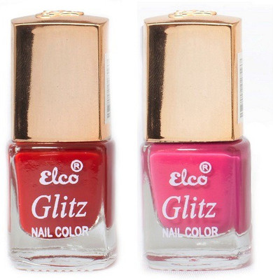 

Elco Glitz Premium Nail Enamel-Pack of 2 Cherry Red, Hot Pink