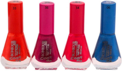 

Bonjour Paris Exceptional Nail Polish (Set Of 4) Marmalade, Plum Desire, French Red, Moody Blue(Pack of 4)