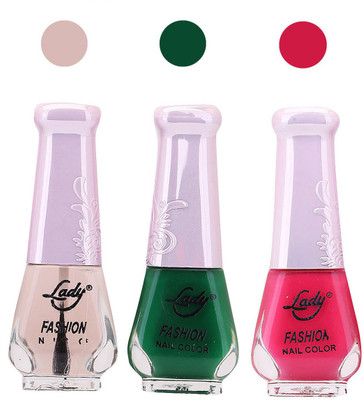 

Lady Fashion Nail Polish 0410201610 Transparent,Green,Pink,(Pack of 3)