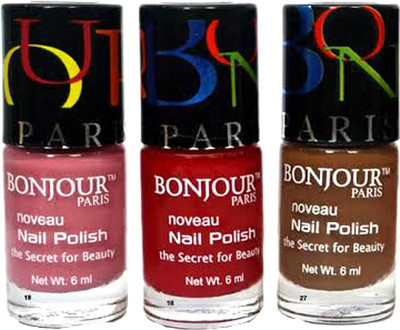 Bonjour Paris Round Cap Nail Polish 58 Pink, Red, Peach