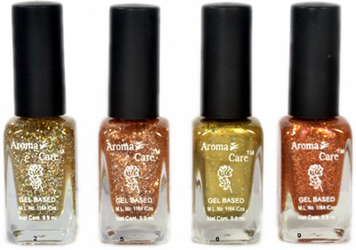 

Aroma Care Ar St 09 Nail Polish Set Silver, Golden, Golden, Orange(Pack of 4)