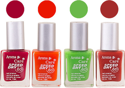 

Aroma Care Maroon Nail Polish Combo 2506201638 Maroon, Orange, Green, Brown(Pack of 4)