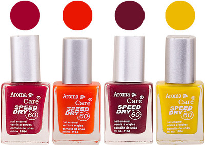 

Aroma Care Maroon Nail Polish Combo 2506201656 Maroon, Orange, Red, Yellow(Pack of 4)