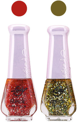 

Lady Fashion Glitter Nail Polish 2909201608 Red,Green,(Pack of 2)