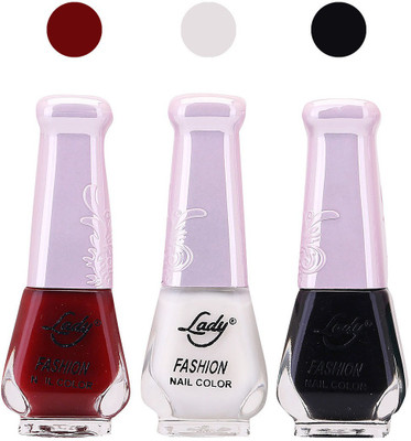 

Lady Fashion Nail Polish 2508201601 Maroon,White,Black,(Pack of 3)
