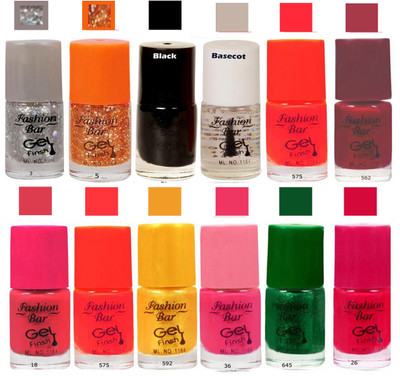 

Fashion Bar Basecot Nail Polish Combo Pack of 12 Basecot(Pack of 12)