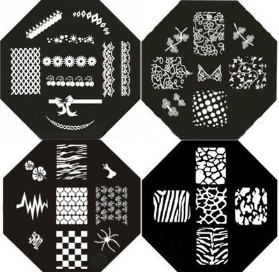 

La Demoiselle Nail Art Polish Stamp Stamping Manicure Image Plates Set Kit Dark