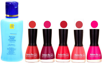 

Fashion Bar Nail Polish With Free Rythmx Nail Polish Remover Combo Offer (Neon Shades at Incredible Value) 1557 Rich Browny,Mazanta,Redish Pink,Neon Pink,Rani Pink(Pack of 5)
