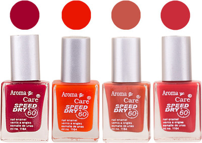 

Aroma Care Maroon Nail Polish Combo 2506201683 Maroon, Orange, Red(Pack of 4)