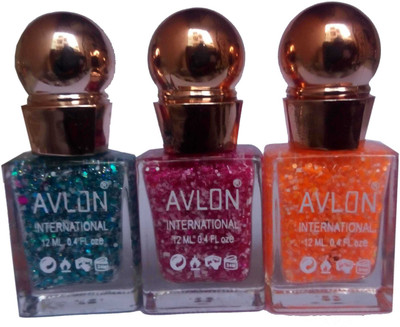 Avlon Glitter Nail Polish A.G.N.P-C3 3 Multicolor(Pack of 3)