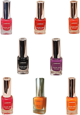 

Lorenza Combo Set-16 Nail Lacquer (Pack Of 8) Sunflower-262, Fuchsia Its Hot-324, Bombshell-340, OMG-404, Funky-438, Rrred-515, Lavender-625, Black Diamond-900(Pack of 8)
