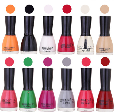 

Aroma Care Wholesale Rate Nail Polish Combo Set of 12 Pcs ( Multicolor) 40 Light Orange, Black, White, Maganta, Top Coat, Skin, Pink, Green, Purple, Gray, Maganta, Reddish Maroon(Pack of 12)