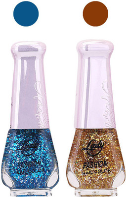 

Lady Fashion Glitter Nail Polish 2909201637 Blue,Golden,(Pack of 2)