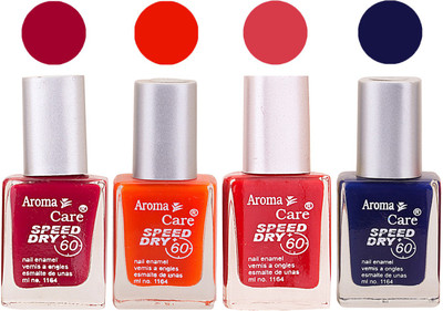 

Aroma Care Maroon Nail Polish Combo 2506201697 Maroon, Orange, Red, Blue(Pack of 4)
