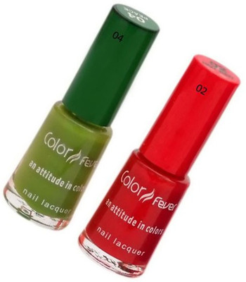 

Color Fever Color Nail Polish 63 Green, Romance Red(Pack of 2)