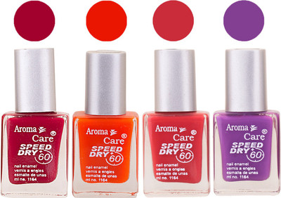 

Aroma Care Maroon Nail Polish Combo 25062016102 Maroon, Orange, Red, Purple(Pack of 4)