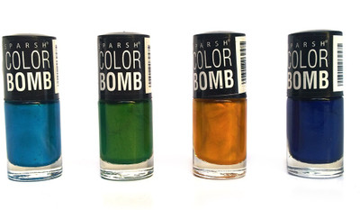 

Color Bomb Nail Color set of 4 shades Golden, Blue, Green, Dark blue