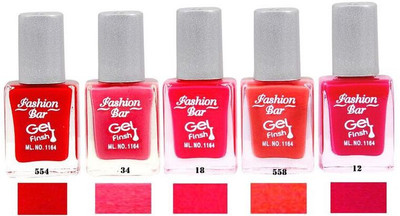 

Fashion Bar Silver Cap 5 of Pack Nail Polish Combo Red