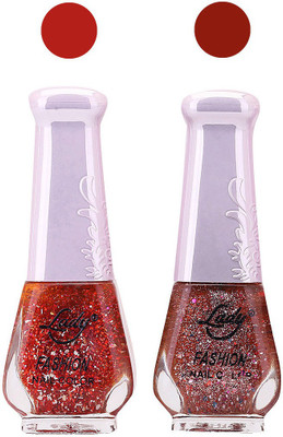 

Lady Fashion Glitter Nail Polish 2909201609 Red,Brown,(Pack of 2)