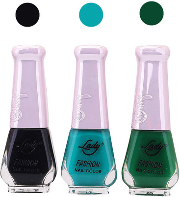 Lady Fashion Nail Polish 2508201615 Black,Green,Green,(Pack of 3)