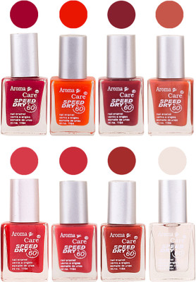 

Aroma Care Orange Matte Nail Polish Combo 01072016123 Maroon, Orange, Golden, Maroon, Green, Magenta, Light Orange, Red, Peach, Purple, Pink, Blue, Yellow, Black, Base Coat, Nude(Pack of 8)