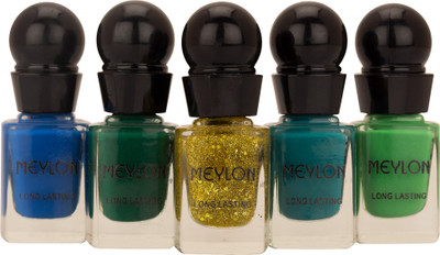 

Meylon Paris Vibrant Colors Green, Dark green, dark blue, dark cyan, light green, gold(Pack of 5)