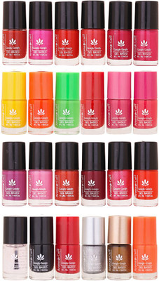 

Aroma Care MAB Multicolor 2 in 1 Color Cap Nail Polish Sets in Wholesale Rate ( Set No. 137) Yellow, Orange, Neon Green, Red, Nude, Peach, Base Coat, Black, Red, Silver, Golden, Orange(Pack of 24)