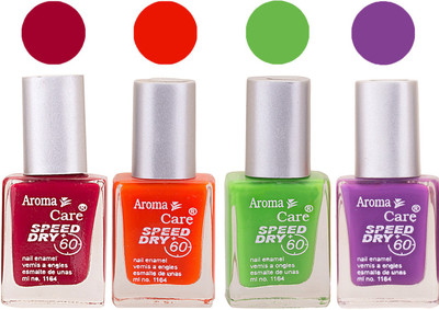

Aroma Care Maroon Nail Polish Combo 2506201639 Maroon, Orange, Green, Purple(Pack of 4)