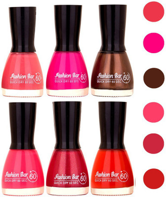 

Fashion Bar Quick Dry Nail Polish (Pack of 6)132 Multicolor,(Pack of 6)