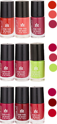 Aroma Care Pack Of 9 Gel Based Nail Paint (3) Neon Orange, Neon Pink, Nude Magenta, Neon Green, Nude, Brown, Nude Orange(Pack of 9)