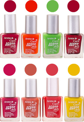 

Aroma Care Orange Matte Nail Polish Combo 01072016161 Maroon, Orange, Golden, Maroon, Green, Magenta, Light Orange, Red, Peach, Purple, Pink, Blue, Yellow, Black, Base Coat, Nude(Pack of 8)