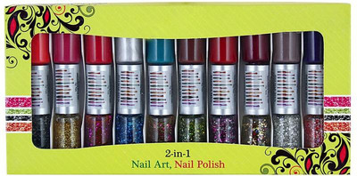 

Ear Lobe & Accessories 2- In-1 Nail Art Nail Polish10Pcs A Color T-80(Pack of 10)