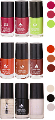 

Aroma Care Gel Based Nail Paint Set Of 9 Pcs Multicolor Set 50(Pack of 9)