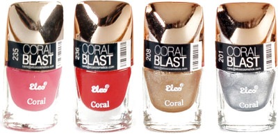 

Elco Coral Nail Polish - (Pack Of 4) Electric Silver, Cherry Red, Hot Pink, Golden Hue(Pack of 4)