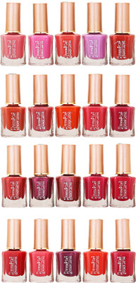 

Aroma Care Wholesale Rate Nail Polish Set of 20 Pcs (Multicolor) 25 Light Pink, Pink, Red, Purple, Dark Red, Dark Orange, Maroon, Mauve(Pack of 20)
