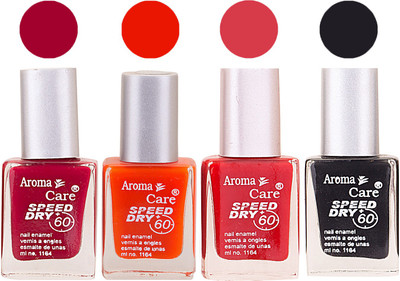 

Aroma Care Maroon Nail Polish Combo 2506201699 Maroon, Orange, Red, Black(Pack of 4)