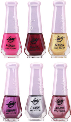 

Lady Fashion Nail Polish 2512201603 Multicolor,(Pack of 6)