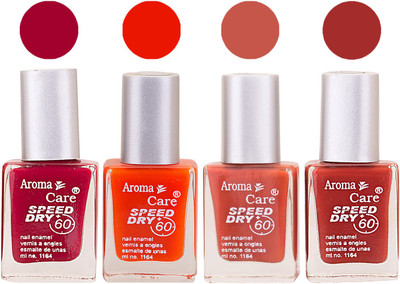 

Aroma Care Maroon Nail Polish Combo 2506201684 Maroon, Orange, Red(Pack of 4)