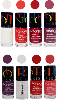 

Bonjour Paris Matte Nail Polish Combo 3-10 Multicolor,(Pack of 8)