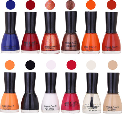 

Aroma Care Wholesale Rate Nail Polish Combo Set of 12 Pcs ( Multicolor) 13 Blue, Deep Maroon, Sparkle Orange, Coffee, Orange, Light Red, Light Orange, Black, White, Maganta, Top Coat, Skin(Pack of 12)