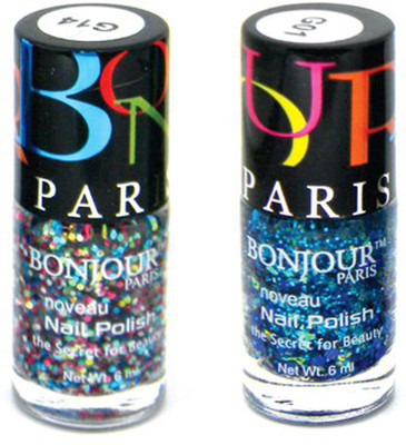 

Bonjour Paris GLITER Nail Polish Combo 204 Multicolor,