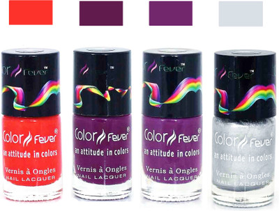 

Color Fever Siver Matte Nail Polish Combo-1025 Orange Wine Purple Siver(Pack of 4)