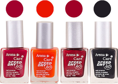 

Aroma Care Maroon Nail Polish Combo 2506201669 Maroon, Orange, Red, Black(Pack of 4)