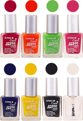 

Aroma Care Orange Matte Nail Polish Combo 01072016199 Maroon, Orange, Golden, Maroon, Green, Magenta, Light Orange, Red, Peach, Purple, Pink, Blue, Yellow, Black, Base Coat, Nude(Pack of 8)
