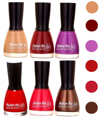 

Fashion Bar Quick Dry Nail Polish (Pack of 6)147 Multicolor,(Pack of 6)